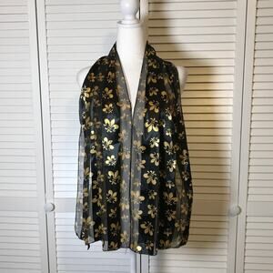 Black Gold Fleur de Lis New Orleans Saints Scarf